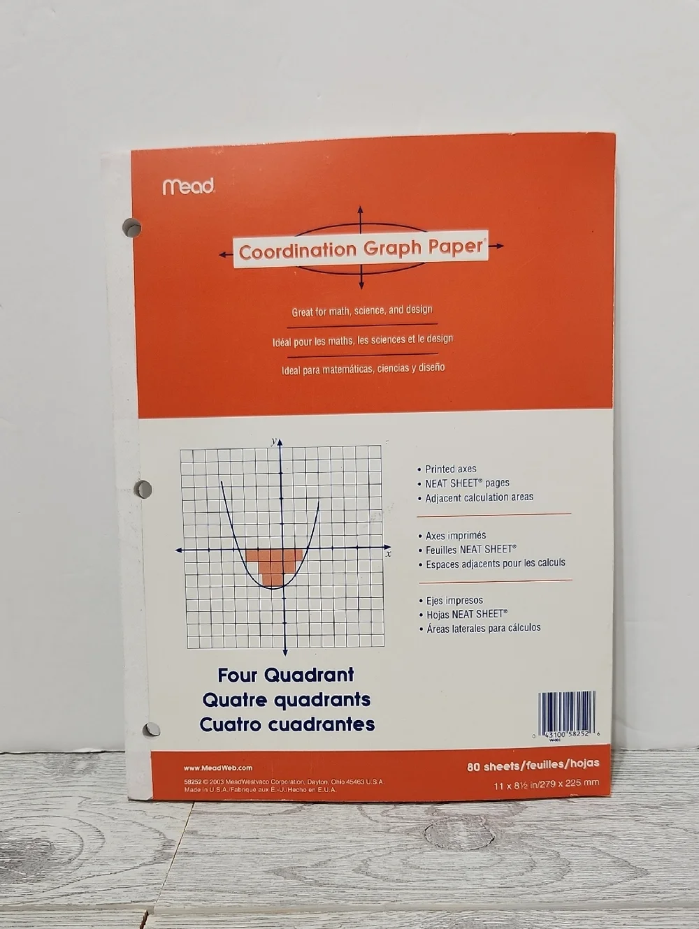 Mead Coordination Graph Paper Pad 80 Sheets Four Quadrant 58252 - Picture 1 of 8
